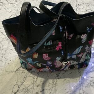 Brighton Multicolor Butterfly Black Tote